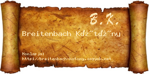 Breitenbach Kötöny névjegykártya